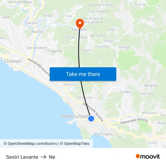 Sestri Levante to Ne map