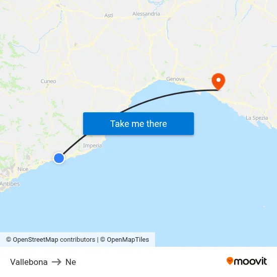 Vallebona to Ne map