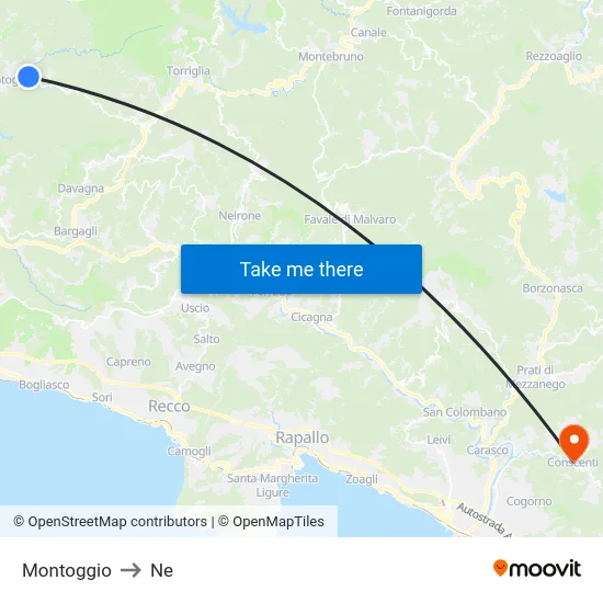 Montoggio to Ne map