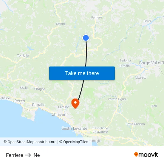 Ferriere to Ne map