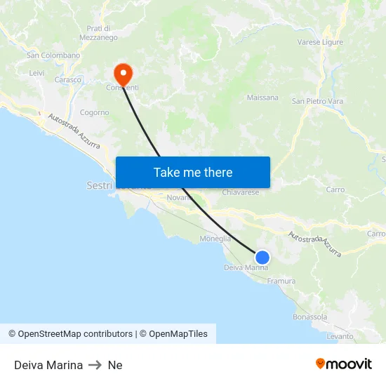 Deiva Marina to Ne map