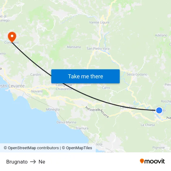 Brugnato to Ne map