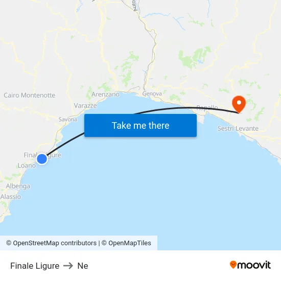 Finale Ligure to Ne map