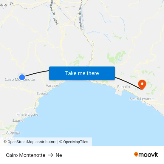 Cairo Montenotte to Ne map