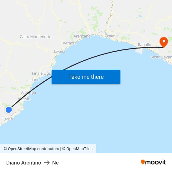 Diano Arentino to Ne map