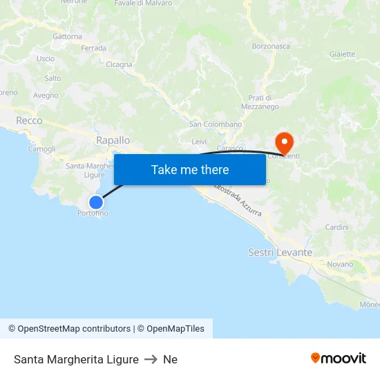Santa Margherita Ligure to Ne map