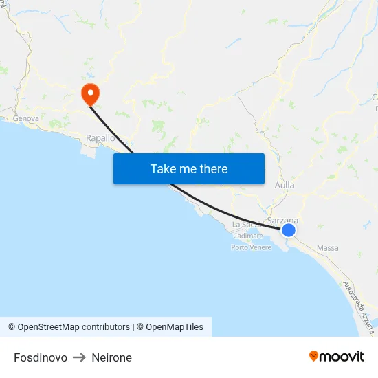 Fosdinovo to Neirone map
