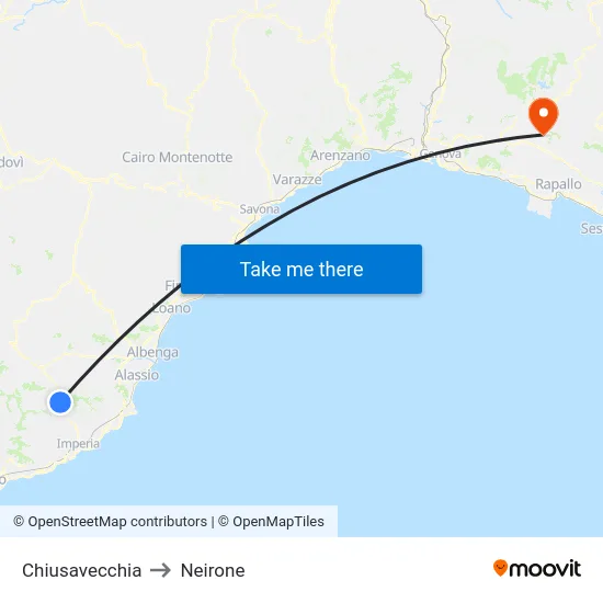 Chiusavecchia to Neirone map