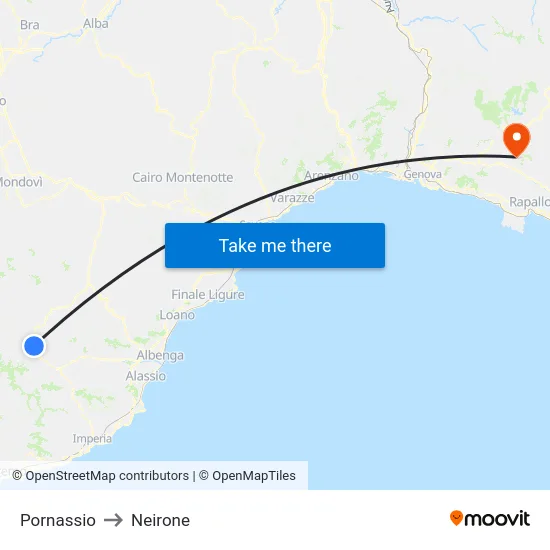 Pornassio to Neirone map