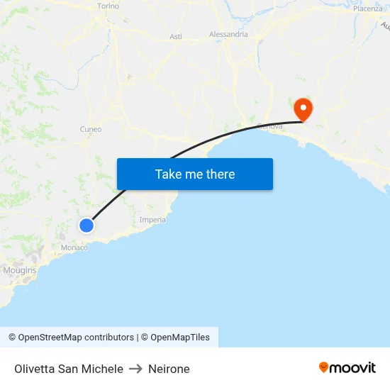 Olivetta San Michele to Neirone map
