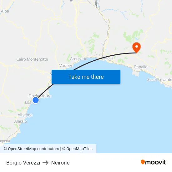 Borgio Verezzi to Neirone map
