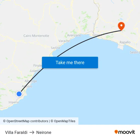 Villa Faraldi to Neirone map