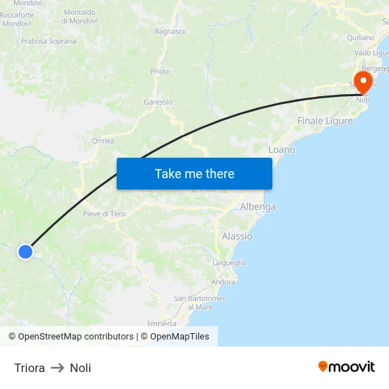Triora to Noli map