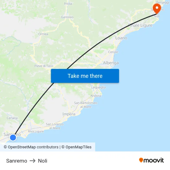 Sanremo to Noli map