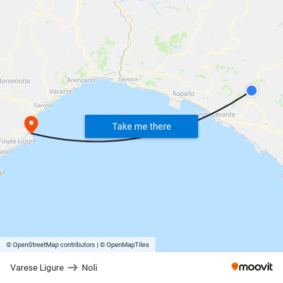 Varese Ligure to Noli map