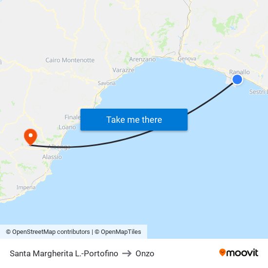 Santa Margherita L.-Portofino to Onzo map