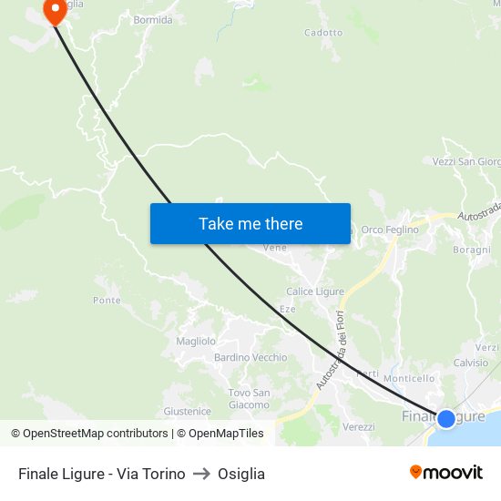 Finale Ligure - Via Torino to Osiglia map