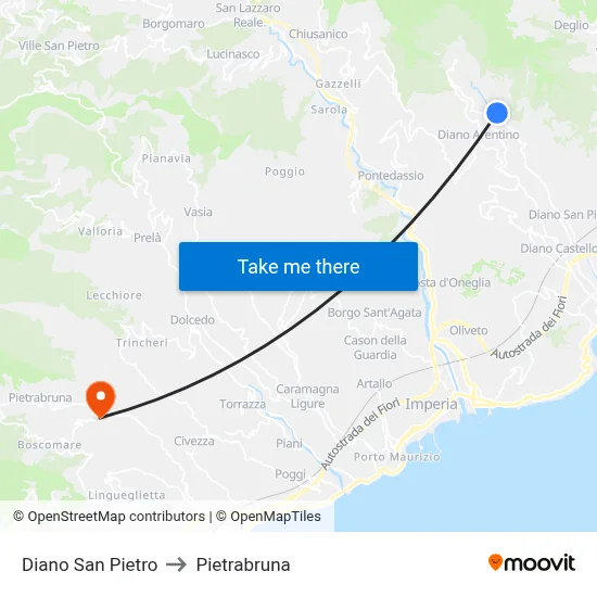 Diano San Pietro to Pietrabruna map