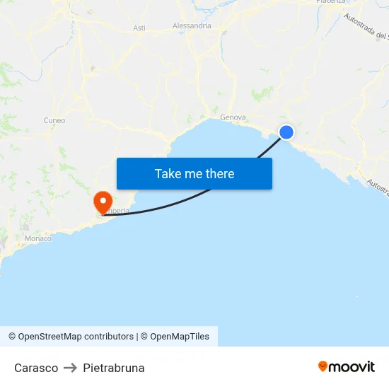 Carasco to Pietrabruna map