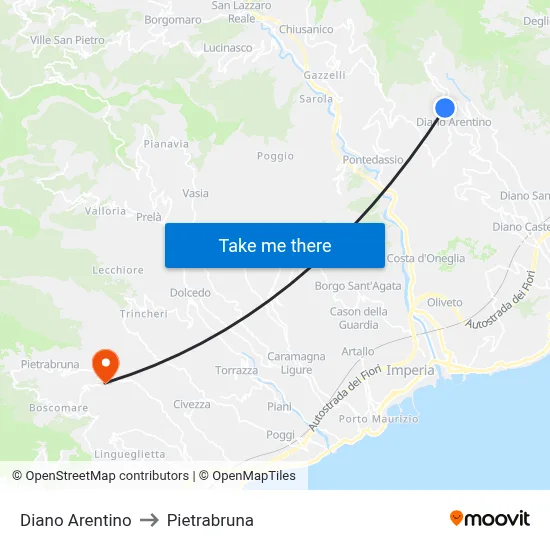 Diano Arentino to Pietrabruna map