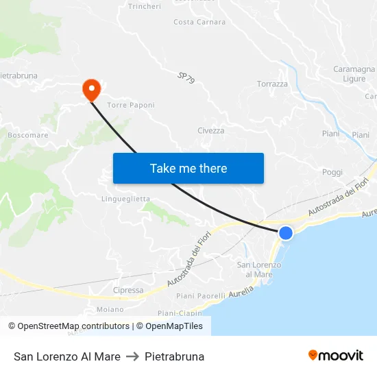 San Lorenzo Al Mare to Pietrabruna map