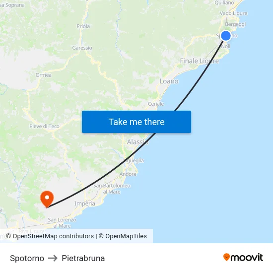 Spotorno to Pietrabruna map