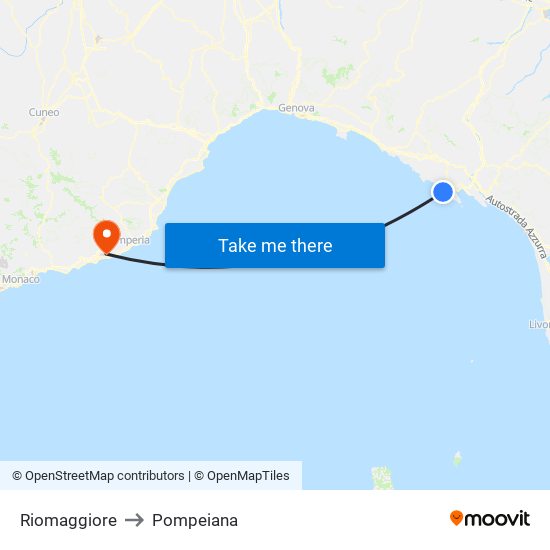 Riomaggiore to Pompeiana map