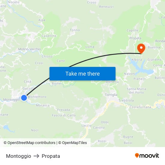 Montoggio to Propata map