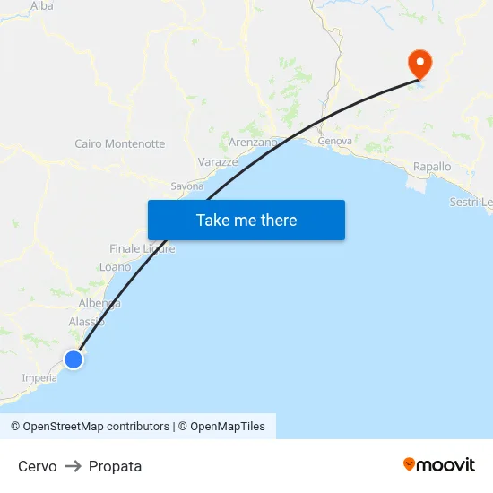 Cervo to Propata map