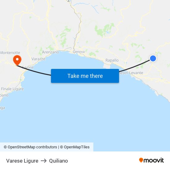 Varese Ligure to Quiliano map
