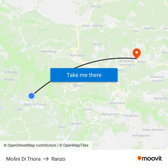 Molini Di Triora to Ranzo map