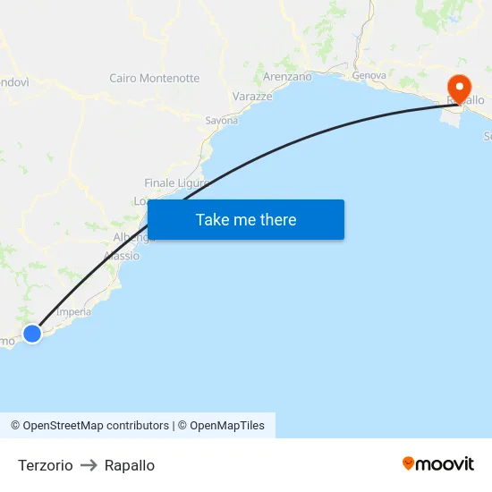 Terzorio to Rapallo map