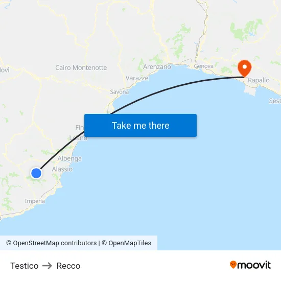 Testico to Recco map