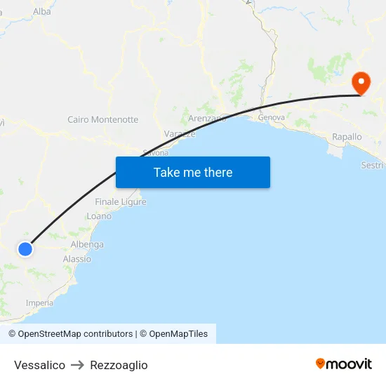 Vessalico to Rezzoaglio map