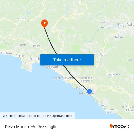 Deiva Marina to Rezzoaglio map