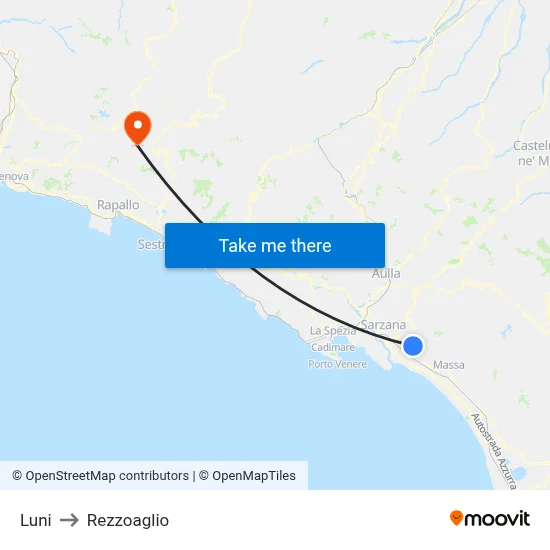 Luni to Rezzoaglio map