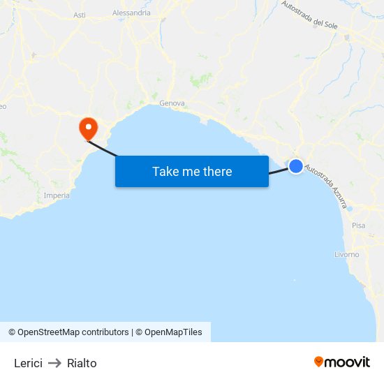 Lerici to Rialto map