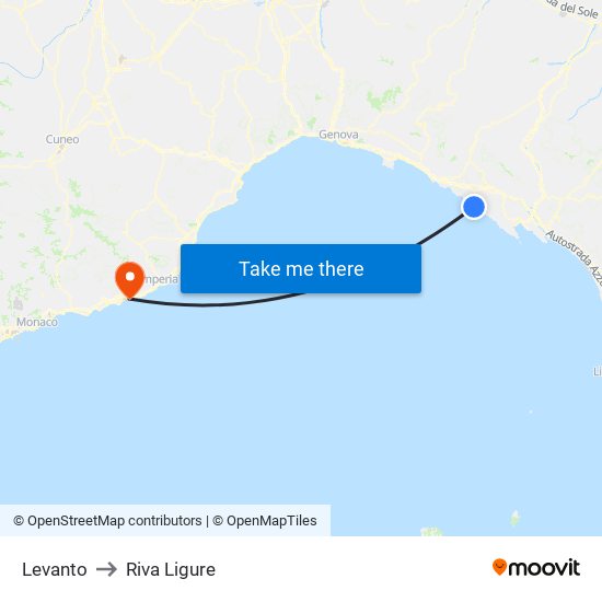 Levanto to Riva Ligure map