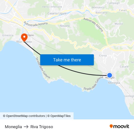 Moneglia to Riva Trigoso map