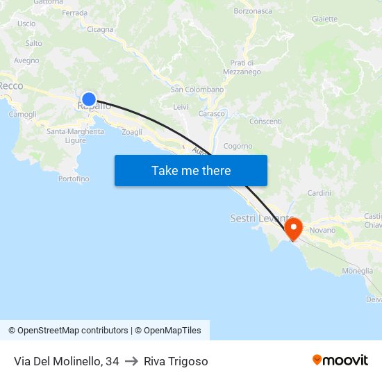 Via Del Molinello, 34 to Riva Trigoso map