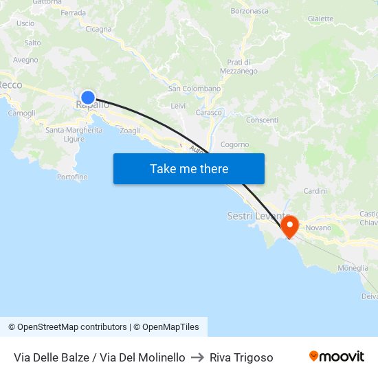 Via Delle Balze / Via Del Molinello to Riva Trigoso map