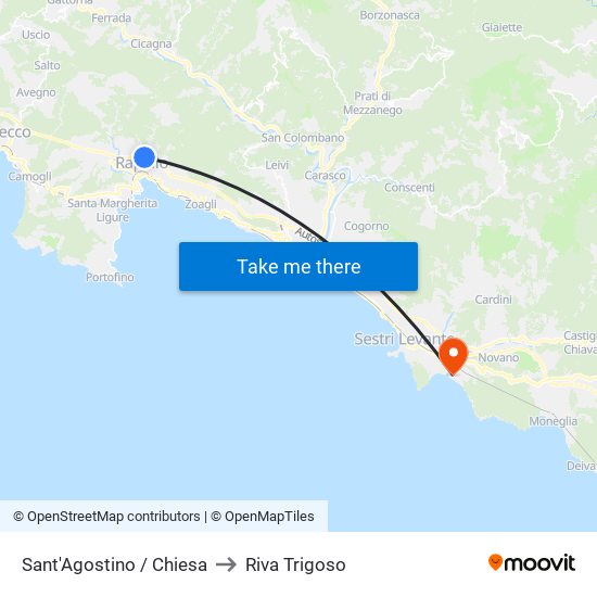 Sant'Agostino / Chiesa to Riva Trigoso map