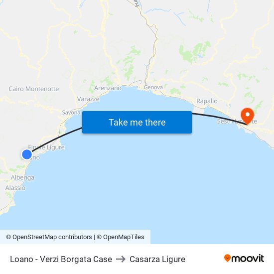Loano - Verzi Borgata Case to Casarza Ligure map