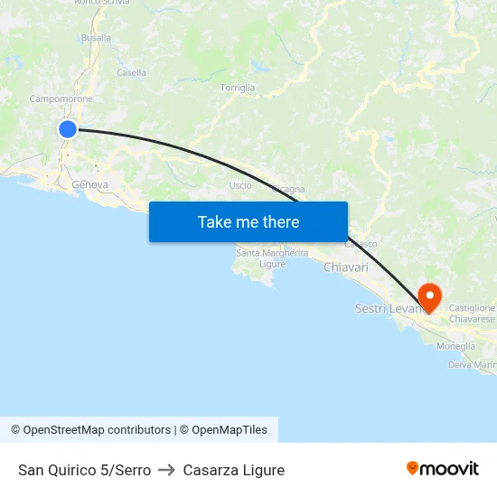 San Quirico 5/Serro to Casarza Ligure map