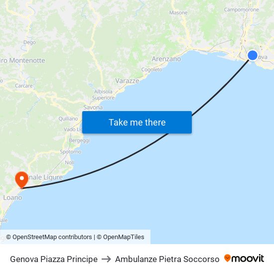 Genova Piazza Principe to Ambulanze Pietra Soccorso map