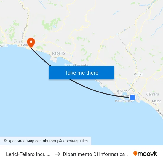 Lerici-Tellaro Incr. Maralunga to Dipartimento Di Informatica E Matematica map