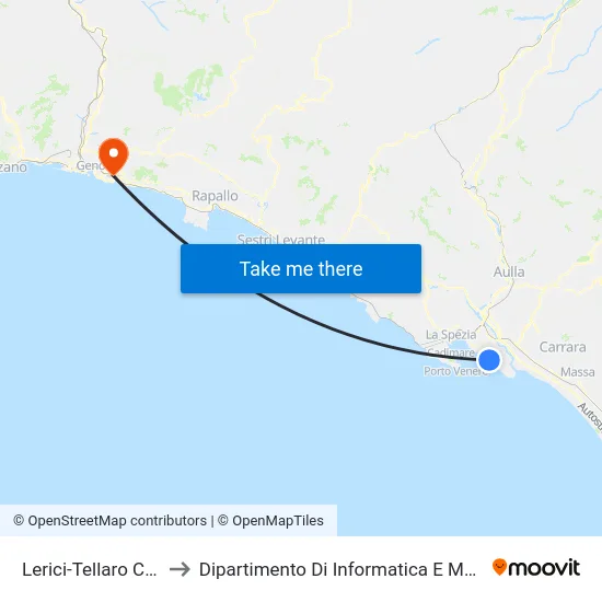 Lerici-Tellaro Caletta to Dipartimento Di Informatica E Matematica map