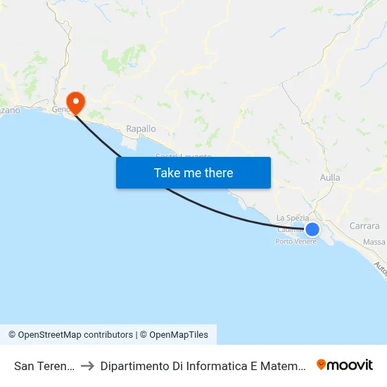 San Terenzo to Department of Computer Science and Mathematics map