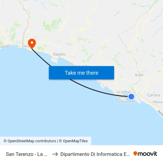 San Terenzo - La Marinella to Dipartimento Di Informatica E Matematica map