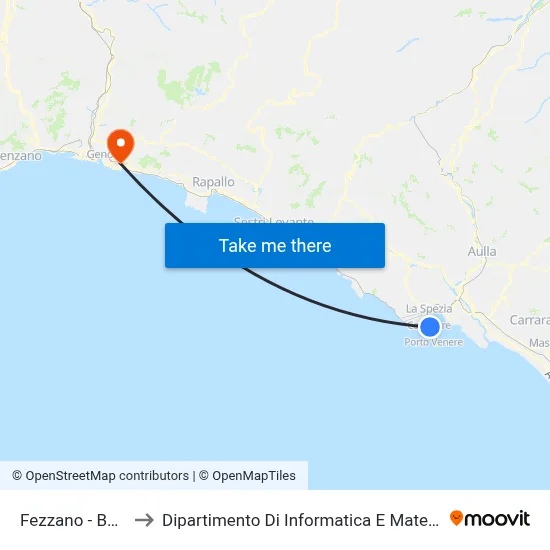 Fezzano - Village to Department of Computer Science and Mathematics map